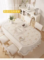 Oval dining tablecloth, washable waterproof oil-proof heat-resistant new luxury table cover for living room tea table