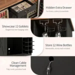 78.74" Large Coffee Bar Cabinet with Fridge Space, Mini Fridge Cabinet with Storage, Liquor Cabinet with Wine Rack,