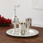 4pcs Set,Kiddush Wine Glass Cup and Tray,Havdalah Candle Holder,Besamim Spice Box Suitable for The End of The Sabbath