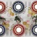 European Geometric Pattern Ceramic Dinner Plate Restaurant Hotel Tableware Bone China Dishes Steak Pasta Plate Kitchen