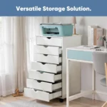 7 Drawer Mobile File Cabinet Under Desk Storage Organization with Wheels Vertical Filing Chest Rolling Wood Small Desk