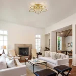 Luxury gold crystal chandelier LED ceiling light in modern living room
