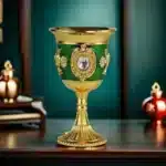 European Gemstone Rose Metal High Footed Wine Cup Wedding Toast Cup Household Wine Glass Holiday Gift – angled view