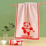 1Pc 25x50cm Cotton Cartoon Kung Fu Panda Absorbent Soft Bathroom Children Hand Towel Chinese New Year Gift – angled view