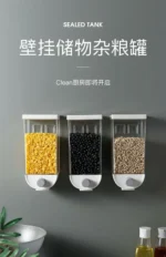 Airtight plastic cereal storage containers with pour spout and measuring cup lid