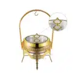 9L Gold Hanging Hinged Lid Chafing Dish Buffet Set For Catering Pour Buffet Stainless Steel Food Warmer Luxury Chafing