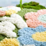 Forest Flower non slip bath mat with 3D clustered design in bathroom
