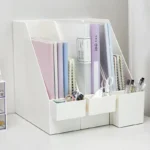 Desktop Book Storage Box Stationery Organizer Desk Storage Rack Bookshelf Pen Holder Organiser Cute Book Stand Bookcase File