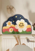 Forest Flower non slip bath mat with 3D clustered design in bathroom