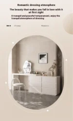 LED dressing table for bedroom with mirror, drawers, and stool - Goldoma