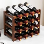 Wine Bottle Display Stand, 4 Tier Wooden Free Standing Wine Rack, Retro Minimalist Wine Storage Organizer Shelves for Home Decor - Image 13