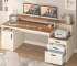 65 Inch Computer Desk with 3 Drawers & Storage Shelves, Executive Desk with File Drawer & Cabinet, Home Office Desk,