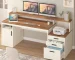 65 Inch Computer Desk with 3 Drawers & Storage Shelves, Executive Desk with File Drawer & Cabinet, Home Office Desk,
