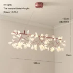 Nordic Chandelier Art Hanging living Room Chandelier Modern Restaurant Kitchen Firefly Lamp Rose Gold/Black Branch Round