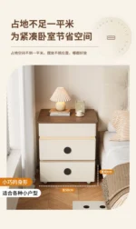 Modern lifting vanity table with mirror in cream finish, featuring rotating top and adjustable height for bedroom use