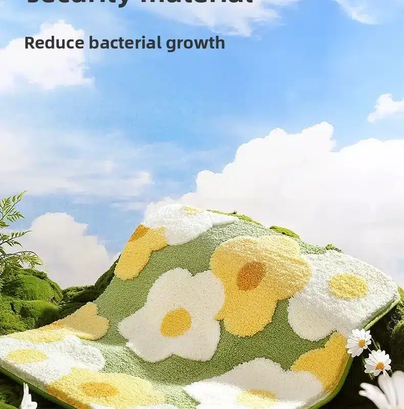 Non-Slip High-Absorbency Microfiber Bath Mat - Floral Plush Bathroom Rug, Thickened Fashionable Home Decor – angled view