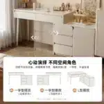 Solid Wood Dressing Table with Mirror and Stool - White – close-up detail