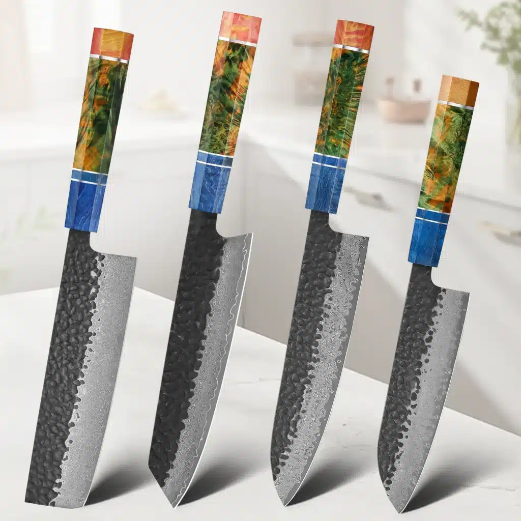 1-4 PCS Kitchen Knife set Damascus Steel Japanese chef Knife Santoku Knife Nakiri Knife kiritsuke knife Stable wood Handle