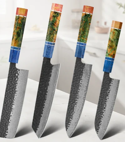 1-4 PCS Kitchen Knife set Damascus Steel Japanese chef Knife Santoku Knife Nakiri Knife kiritsuke knife Stable wood Handle