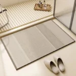 Bathroom Carpet Non-slip Strong Absorbent Floor Mats Home Decor Beige Stripes Bath Mat Toilet Entrance Area Rug Alfombra De