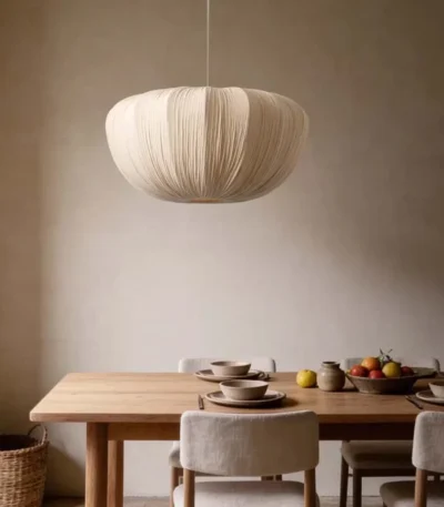 Nordic Minimalist Wabi Sabi Fabric Chandelier Living Dining Room Bedroom Pendant Light Indoor Home Decor Hanging Lamp Fixture