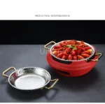 Commercial crayfish plate Flat bottom stewed rice pot Double ear frying pan hotpot 304 stainless steel Spanish seafood rice