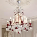 Modern Crystal Chandelier Clear Red Color D65cm H72cm Candle Lamp Living Room Bedroom Dining K9 Light 110v-220v Lighting