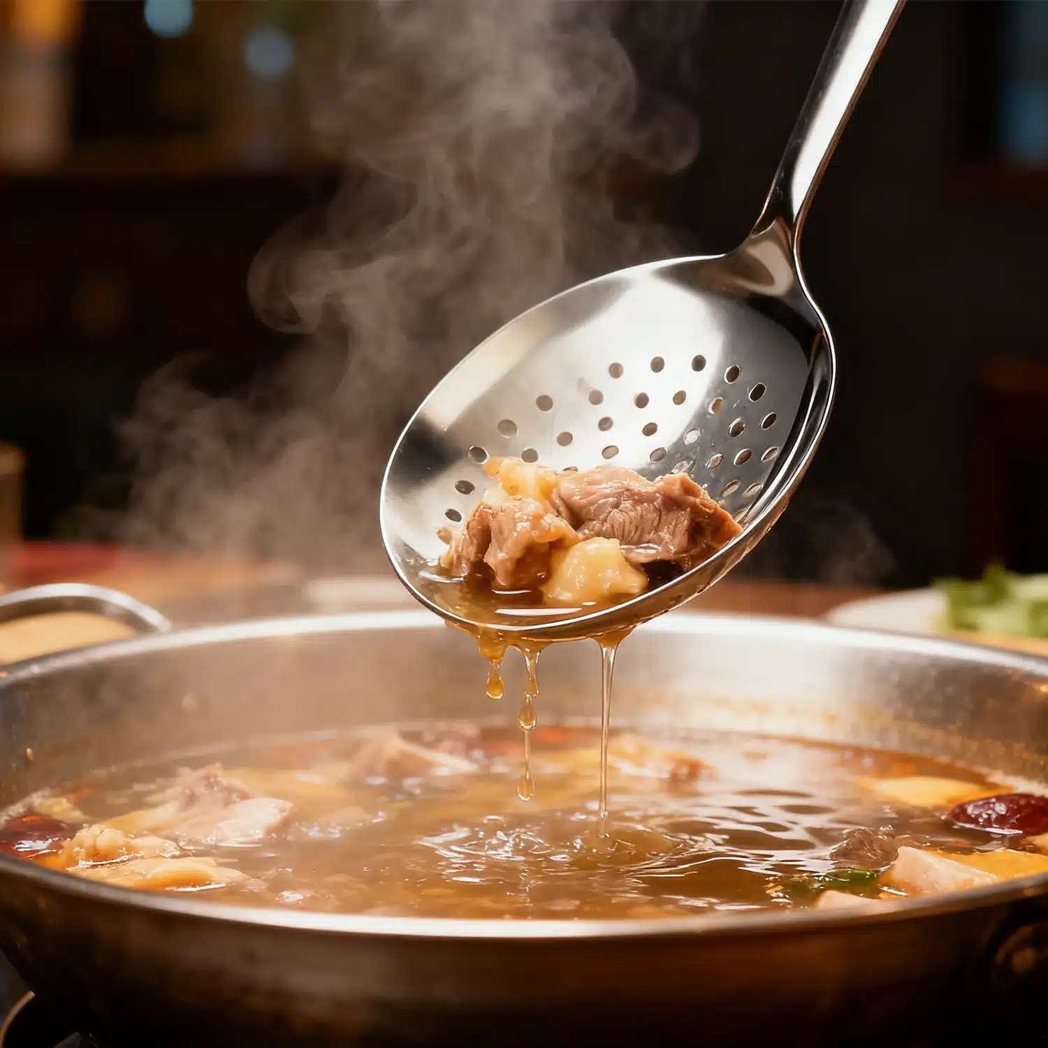 Stainless Steel Serving Spoons Dining Soup Rice Spoon with Drain Hole Heat Insulated Handle Kitchen Utensils Restaurant Ladles