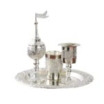 4pcs Set,Kiddush Wine Glass Cup and Tray,Havdalah Candle Holder,Besamim Spice Box Suitable for The End of The Sabbath – base