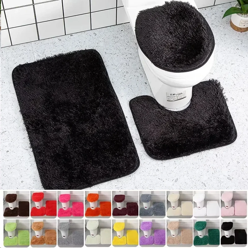 S28d660f0696e49b282d9cfda7e0e046bm-1.webp Plush bathroom rug set with toilet lid cover and mat in a cozy bathroom