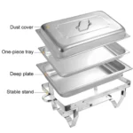 2/4/6Pack Chafing Dish Buffet Set Stainless Steel 8QT Food Servers and Warmers Fuel Holder for Party Catering Wedding - Image 3