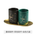 Creative Marbled Gold Plated Mouthwash Cup Couple Toothbrush Holder Bathroom Accessories Ceramic Mouthwash Cup Home
