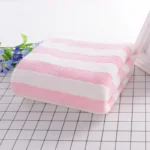 Hotel beauty salon quick-drying beach towel home soft absorbent face towel striped coral fleece bath towel – in a cozy room