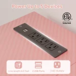 NOST&HOST Pink L Shaped Gaming Desk LED Power Outlets,42" Corner Computer Desk Reversible Shelves Hooks Home Office Bedroom Desk - Image 6