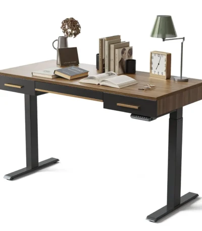 Mid Century Modern Standing Desk with 3 Drawers, 55 x 26 Inches Whole-Piece Sit Stand Up Desk for Home Office,,Customized