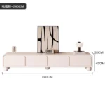 Nordic wood TV stand with drawers in a modern living room corner, featuring clean lines and ample storage