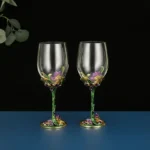Creative Enamel Iris Glass cup Champagne Flutes Crystalline Party Gift Toasting Glass Goblet Crystal Anniversary unique mug