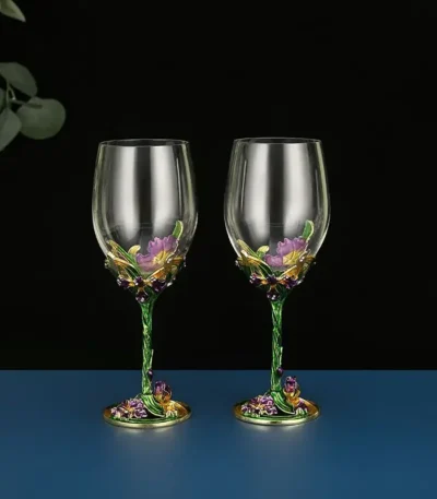 Creative Enamel Iris Glass cup Champagne Flutes Crystalline Party Gift Toasting Glass Goblet Crystal Anniversary unique mug