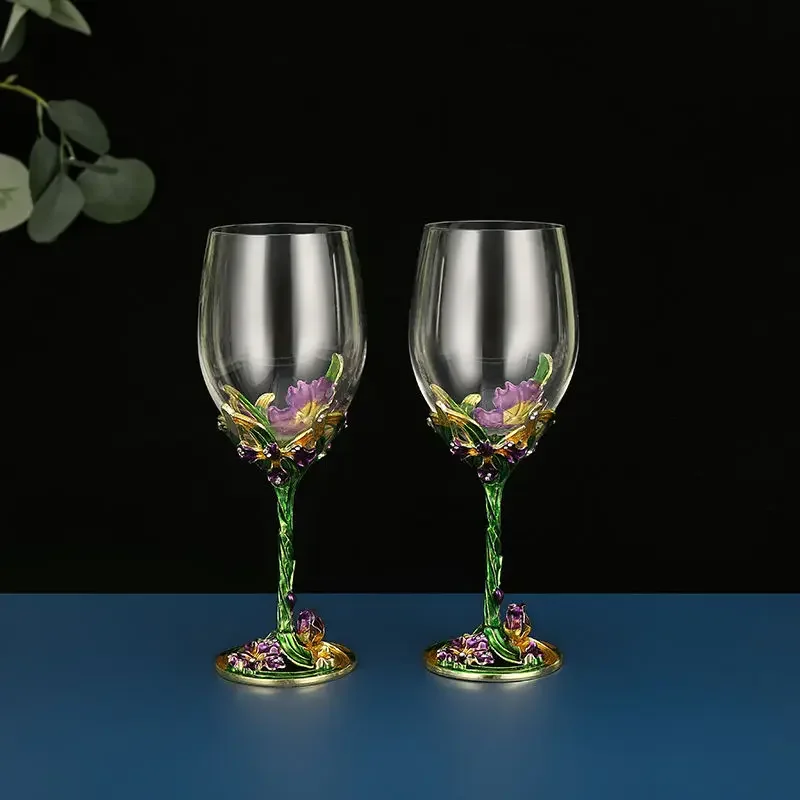 Creative Enamel Iris Glass cup Champagne Flutes Crystalline Party Gift Toasting Glass Goblet Creative Enamel Iris Glass cup Champagne Flutes Crystalline Party Gift Toasting Glass Goblet Crystal Anniversary unique mug