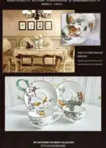 European ceramic western dinner plate, jungle set, steak plate, Coffee cup, afternoon , personalized gift set – close-up