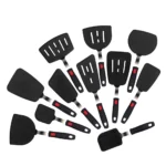Goldoma high heat resistant spatula in use on a non-stick frying pan