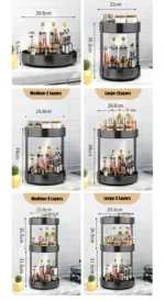 Goldoma rotating spice rack filled with spice jars on a kitchen counter