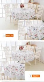PVC Hotel Waterproof and Oil Proof Large Round Tablecloth Hotel Plastic Round Table Cloth Wash Free and Scald Proof Table