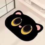 Cute Black Cat Shaped Quick-Dry Diatomaceous Earth Bath Mat Funny Cat Lovers Soft Diatom Mud Absorbent Floor Mat – in a cozy