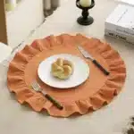 4PCS Cloth Napkins Round Placemat 100% Cotton Vintage Wedding Table Decoration Reusable for Kitchen Dinning Christmas Table