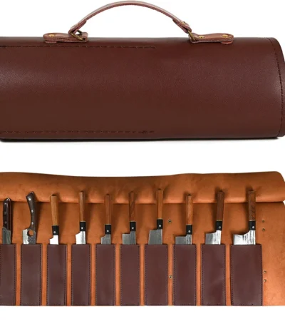 PU Leather 8 9 11 Slot Chef Knife Bag Roll Bag Trip Camping Portable Carry Case Kitchen Japanese Santoku Knives Storage
