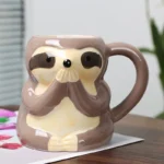 Breakfast milk cup Creative sloth shaped mug Cute cartoon ceramic cup Ceramic office mug Kitchen utensils and supplies