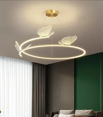 Butterfly Circle Chandelier, Modern Simple Atmosphere Light Luxury Living Room Bedroom Creative Personalized Lamp
