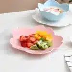 GIEMZA Ceramic Dinner Plates 3pcs Pink Flower White Floral Dish Dinnerware Sets Platos De Ceramica Porcelain Plate Stoneware