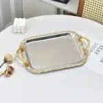 Luxury Gold Silver Serving Tray Middle Eastern Style Decorative Fruit Jewelry Dessert Nut Snack Plate For Home Room Display